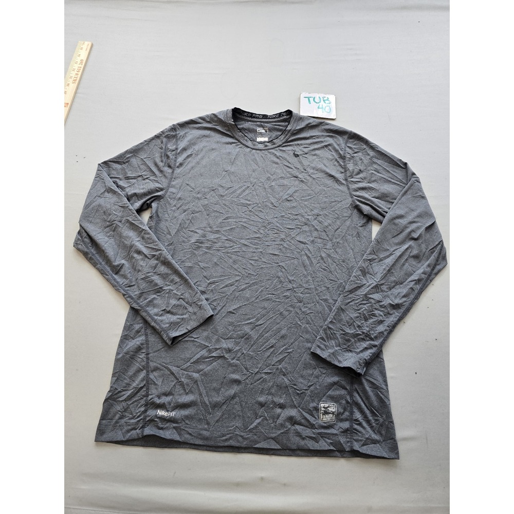 Nike Pro Mens Long Sleeve Compression Shirt Heather Gray NikeFit Size M